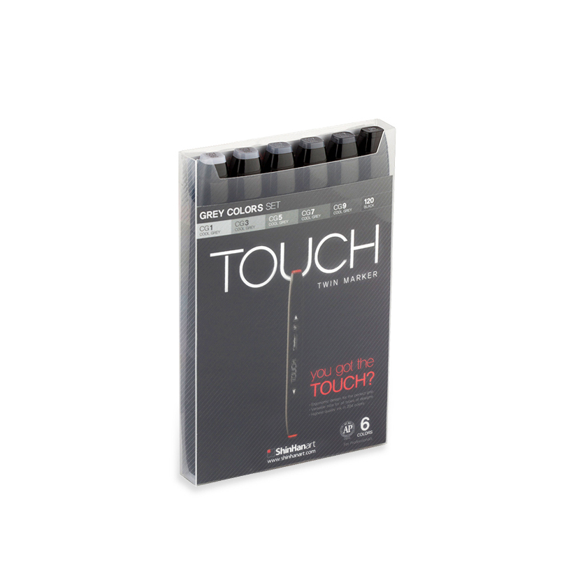 Image of Touch Twin Marker 6 Set [Grey Color] 1100604 8809326960263