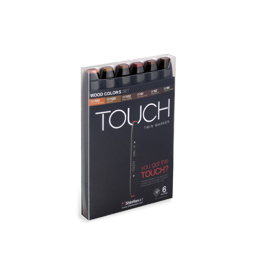 Image of Touch Twin Marker 6 Set [Wood Color] 1100610 8809326961949