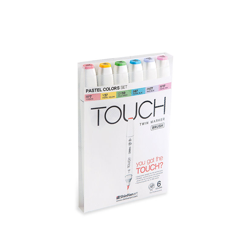 Image of Touch Twin 6 BRUSH Marker Set [Pastel Colors] 1200616 8809326961932