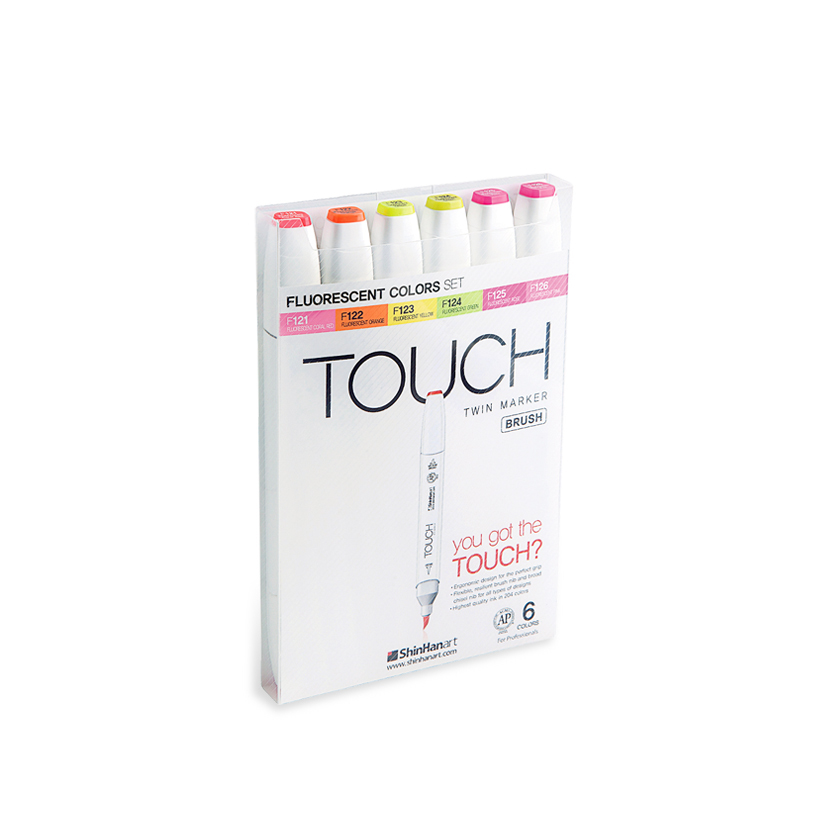 Image of Touch Twin 6 BRUSH Marker Set [Fluorescent Colors] 1200623 8809326961895
