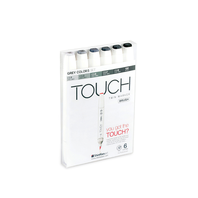 Image of Touch Twin 6 BRUSH Marker Set [Cool Grey Color] 1210603 8809326960300