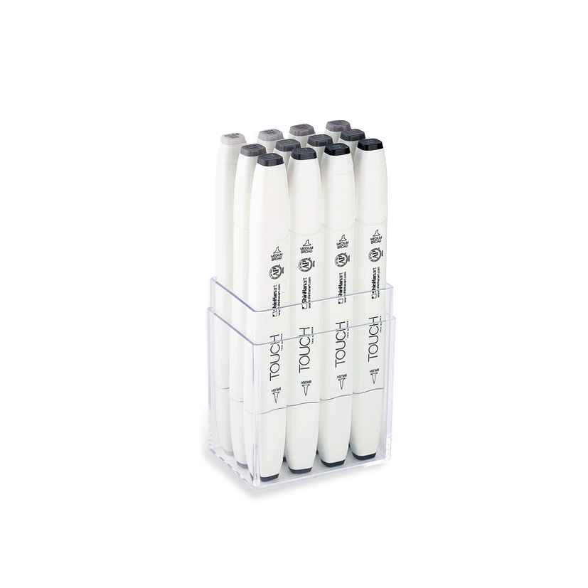 Image of Touch Twin 12 BRUSH Marker Set [Warm Grey] 1211201 8809326960355
