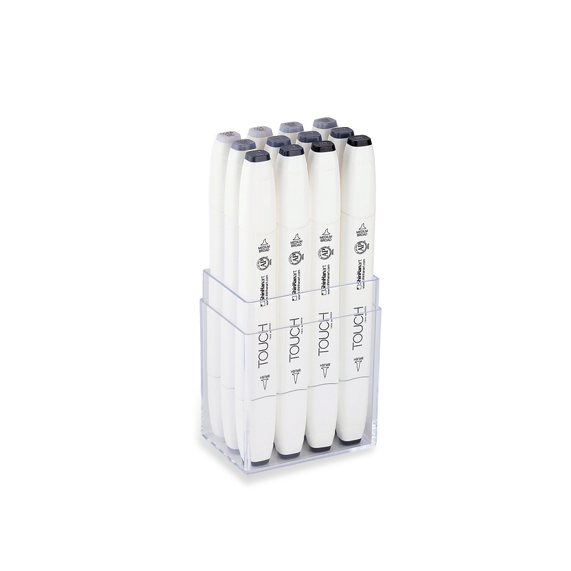 Image of Touch Twin 12 BRUSH Marker Set [Cool Grey] 1211203 8809326960348