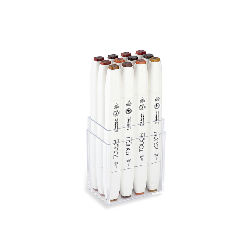 Image of Touch Twin 12 BRUSH Marker Set [Wood Color] 1211210 8809326960331