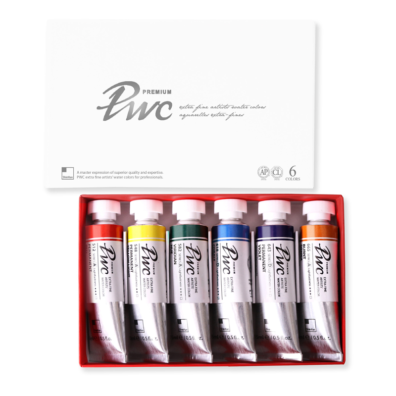 Image of Akvarellset ShinHan Premium PWC 6x15ml tuber Main Colors Set A 12151510006 8803332571703