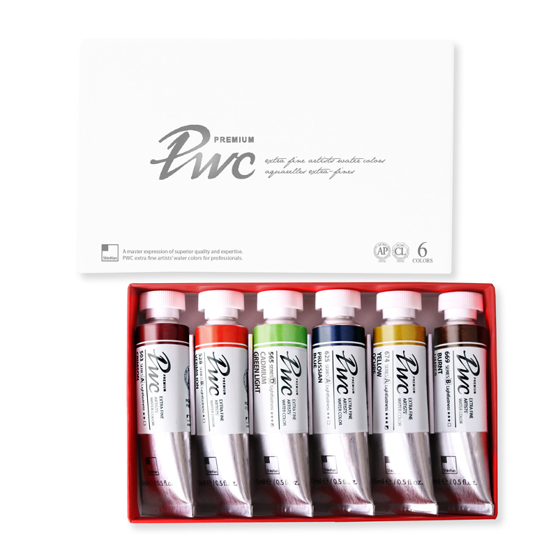 Image of Akvarellset ShinHan Premium PWC 6x15ml tuber Main Colors Set B 12151520006 8803332090068