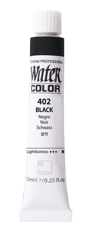 Image of Akvarellfärg ShinHan PRO Watercolor 7,5ml Black  402 (3F) 12200700402 8803332510016