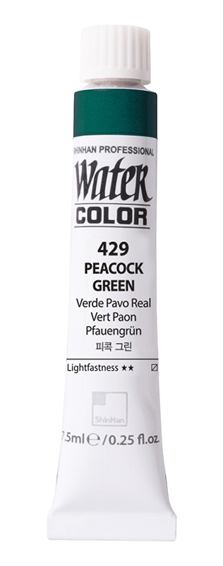 Image of Akvarellfärg ShinHan PRO Watercolor 7,5ml Peacock Green  429 (3F) 12200700429 8803332510283