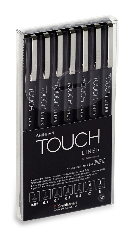 Image of Fineliner Touch Liner SET of 7 Black 4100007 8809326410010