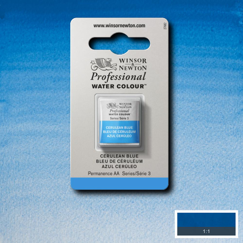 Image of Akvarellfärg Winsor & Newton Prof. 1/2-kopp  Cerulean blue 137 S3 101137 094376550191