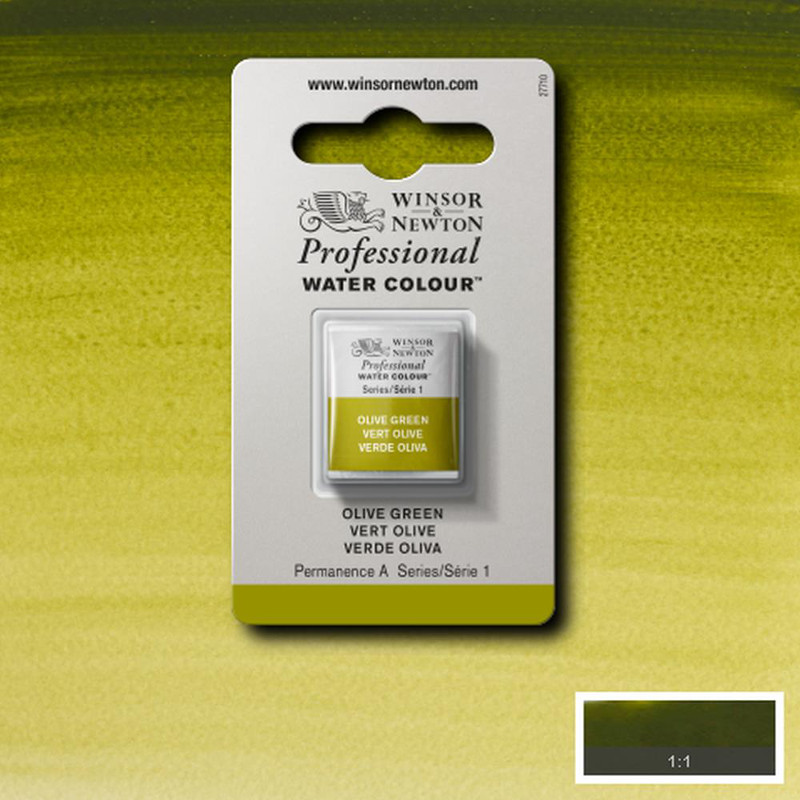 Image of Akvarellfärg Winsor & Newton Prof. 1/2-kopp  Olive green 447 S1 101447 094376550511