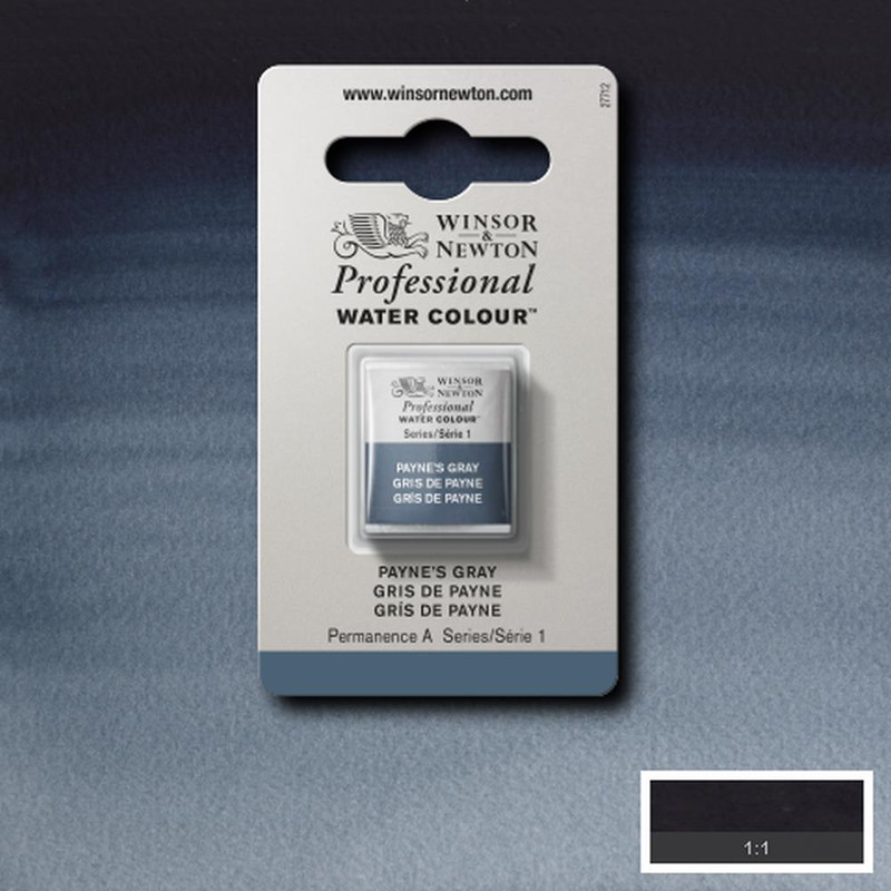 Image of Akvarellfärg Winsor & Newton Prof. 1/2-kopp  Payne’s gray 465 S1 101465 094376550535
