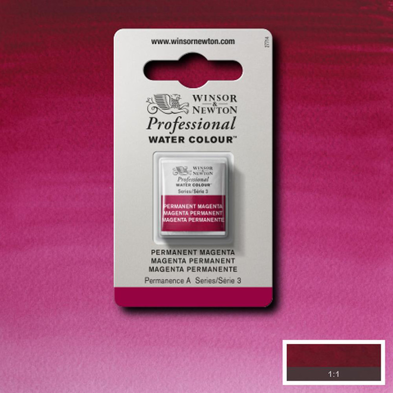Image of Akvarellfärg Winsor & Newton Prof. 1/2-kopp  Permanent magenta  489 S3 101489 094376550559