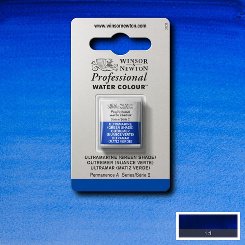 Image of Akvarellfärg Winsor & Newton Prof. 1/2-kopp  Ultramarine (green shade) 667 S2 101667 094376550740