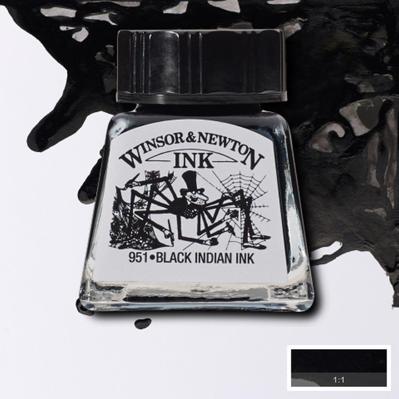 Image of Tusch Winsor & Newton 14ml  Black Indian ink 030 (6F) 1005030 094376905311