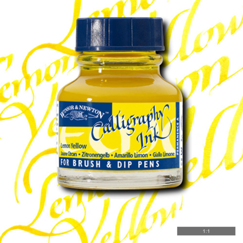 Image of Tusch Calli Ink Winsor & Newton 30ml  Lemon yellow 345 (3F) 1111345 094376907155