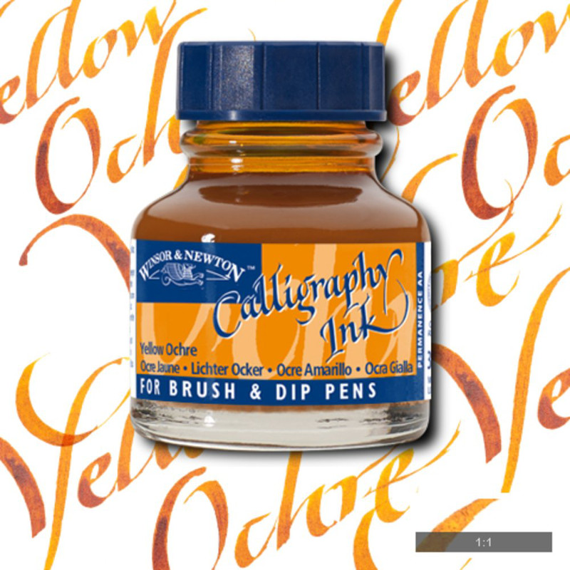 Image of Tusch Calli Ink Winsor & Newton 30ml  Yellow ochre 744 (3F) 1111744 094376907247