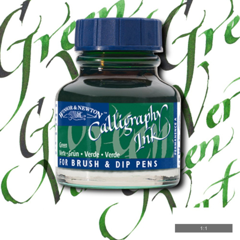 Image of Tusch Calli Ink Winsor & Newton 30ml  Green 289 (3F) 1111289 094376907278