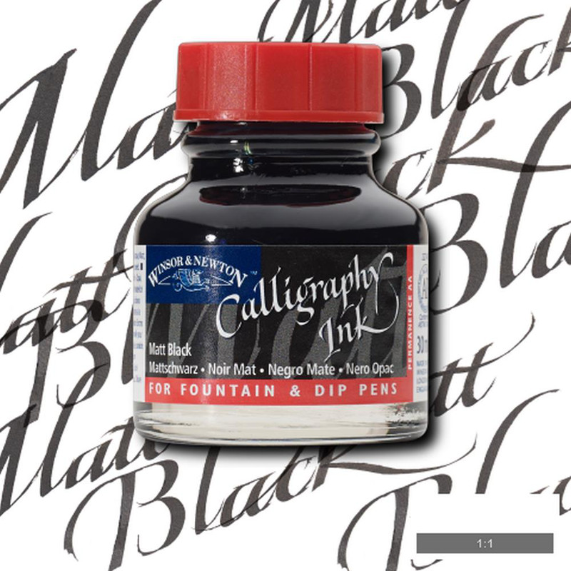 Image of Tusch Dip Ink Winsor & Newton 30ml Black  030 (3F) 1110030 094376907315
