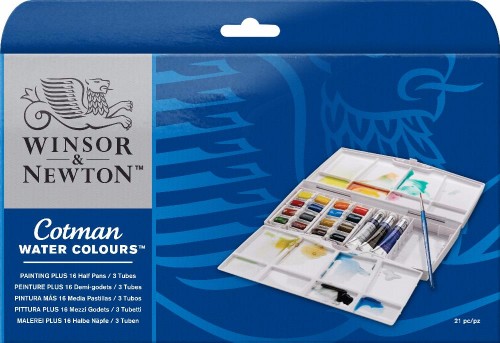 Image of Akvarellset Cotman paintingbox PLUS 16 ½ koppar +3 tub 0390375 094376954388