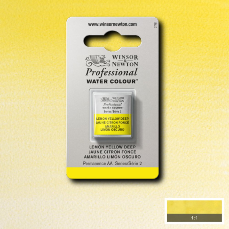 Image of Akvarellfärg Winsor & Newton Prof. 1/2-kopp  Lemon Yellow Deep  348 S2 101348 094376955507