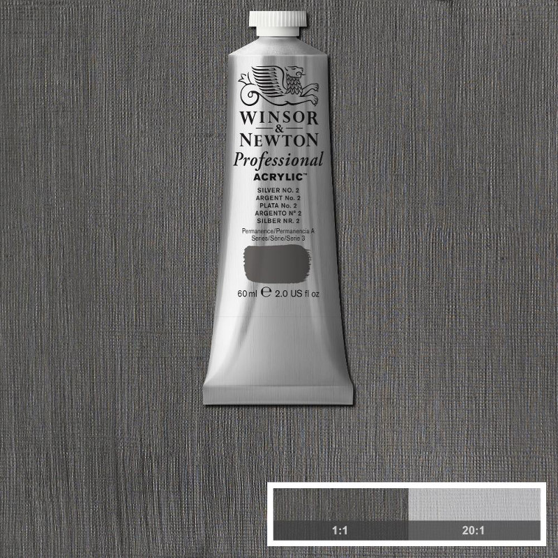 Image of Akrylfärg Winsor & Newton Prof. 60ml  Silver No.2 624 (3F) S3 2320624 094376990706
