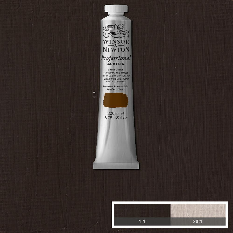 Image of Akrylfärg Winsor & Newton Prof. 200ml  Burnt Umber 076 S1 2337076 094376991024