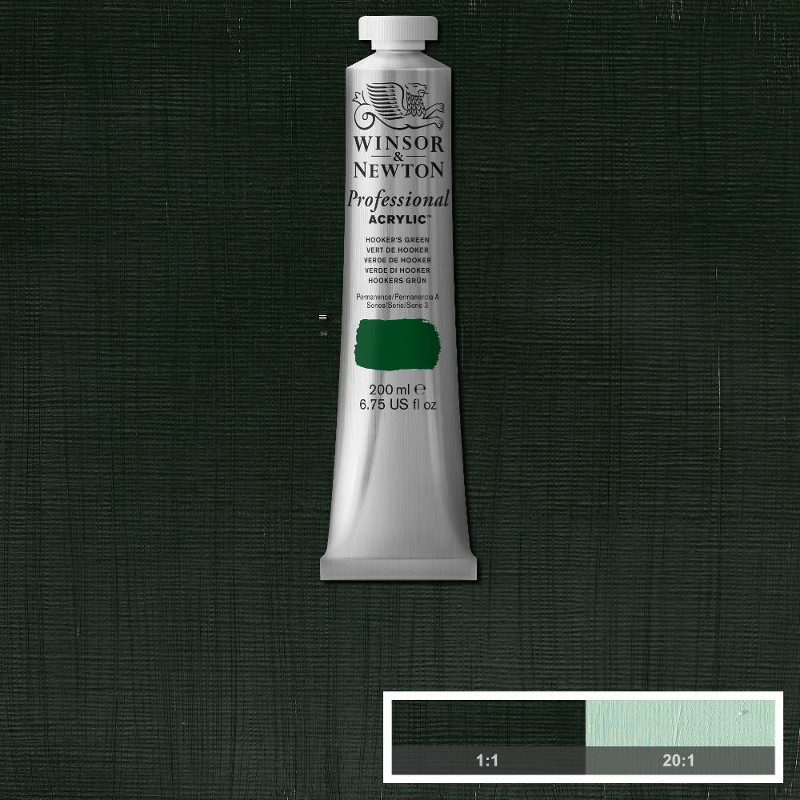 Image of Akrylfärg Winsor & Newton Prof. 200ml  Hooker’s Green 311 S3 2337311 094376991161