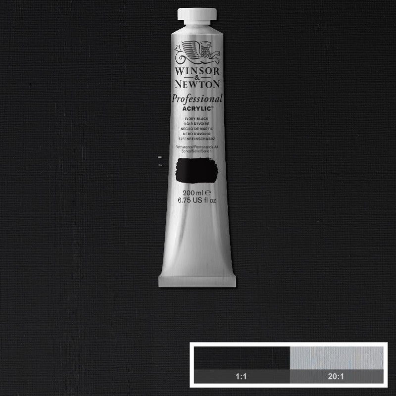 Image of Akrylfärg Winsor & Newton Prof. 200ml  Ivory Black 331 S1 2337331 094376991185