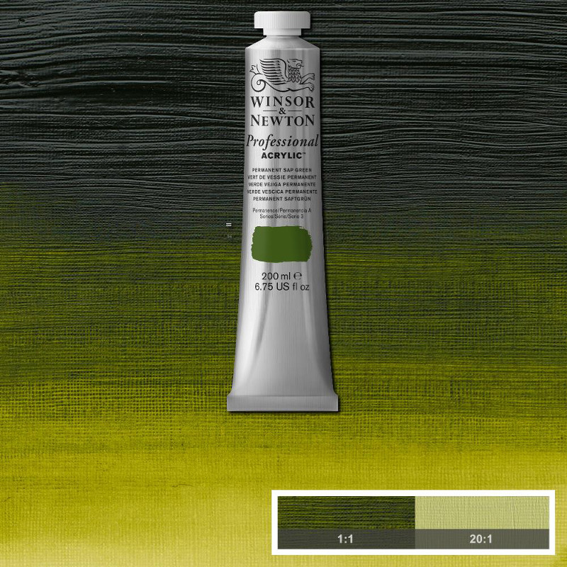 Image of Akrylfärg Winsor & Newton Prof. 200ml  Permanent Sap Green 503 S3 2337503 094376991277