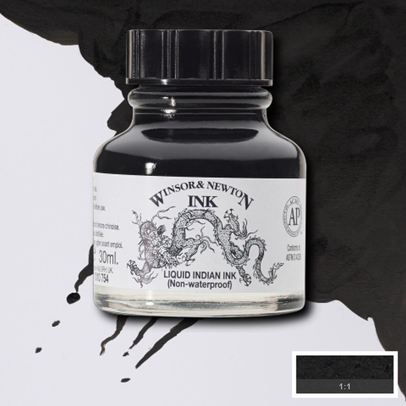 Image of Tusch Winsor & Newton 30ml  Liquid Indian ink (utan pipett) 754 (6F) 1010754 5012572003377