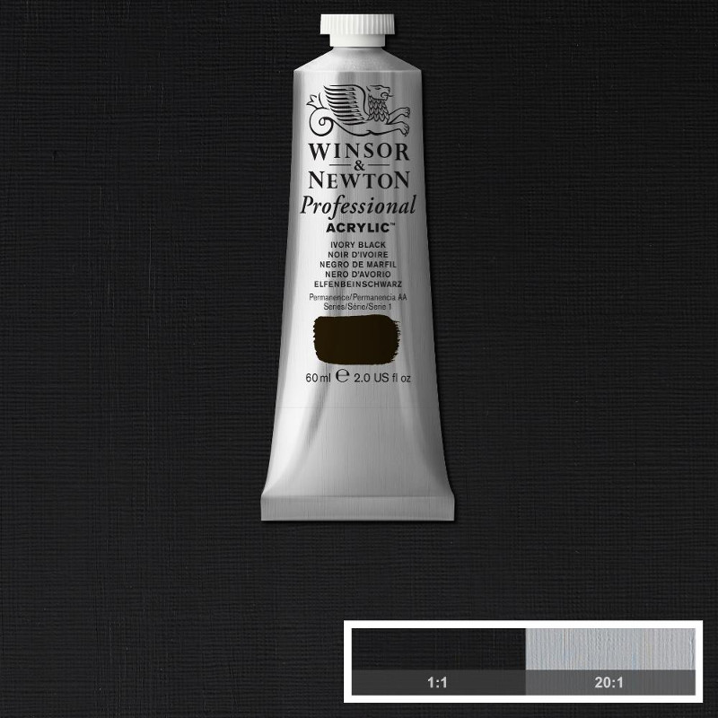 Image of Akrylfärg Winsor & Newton Prof. 60ml  Ivory Black 331 (3F) S1 2320331 5012572011235