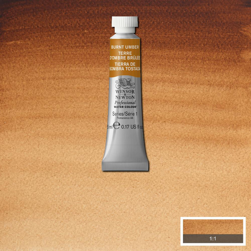 Image of Akvarellfärg Winsor & Newton Prof. 5ml  Burnt umber 076 (3F) S1 102076 50823499