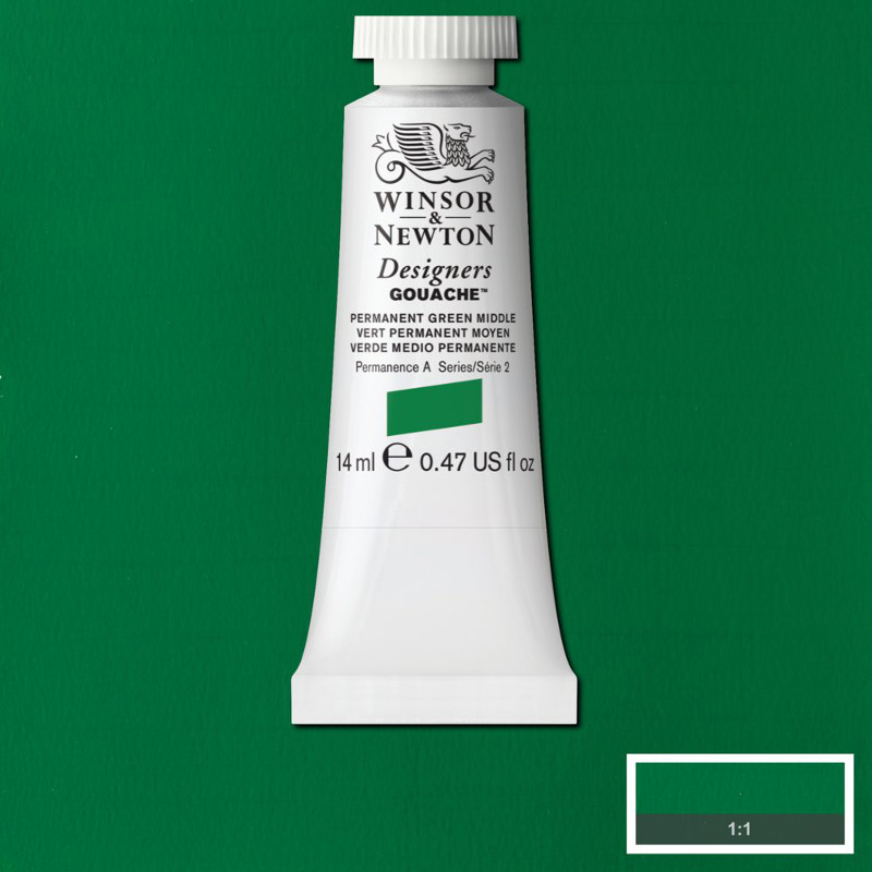Image of Gouachefärg Winsor & Newton 14ml  Perm. green middle    484 (3F) S2 605484 50947430