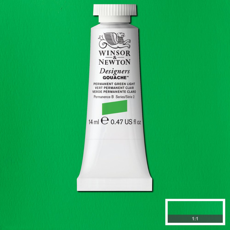 Image of Gouachefärg Winsor & Newton 14ml  Permanent green light 483 (3F) S2 605483 50947447