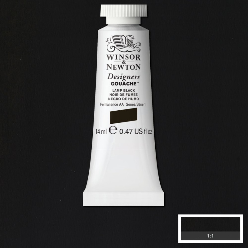 Image of Gouachefärg Winsor & Newton 14ml  Lamp black 337 (3F) S1 605337 50947638