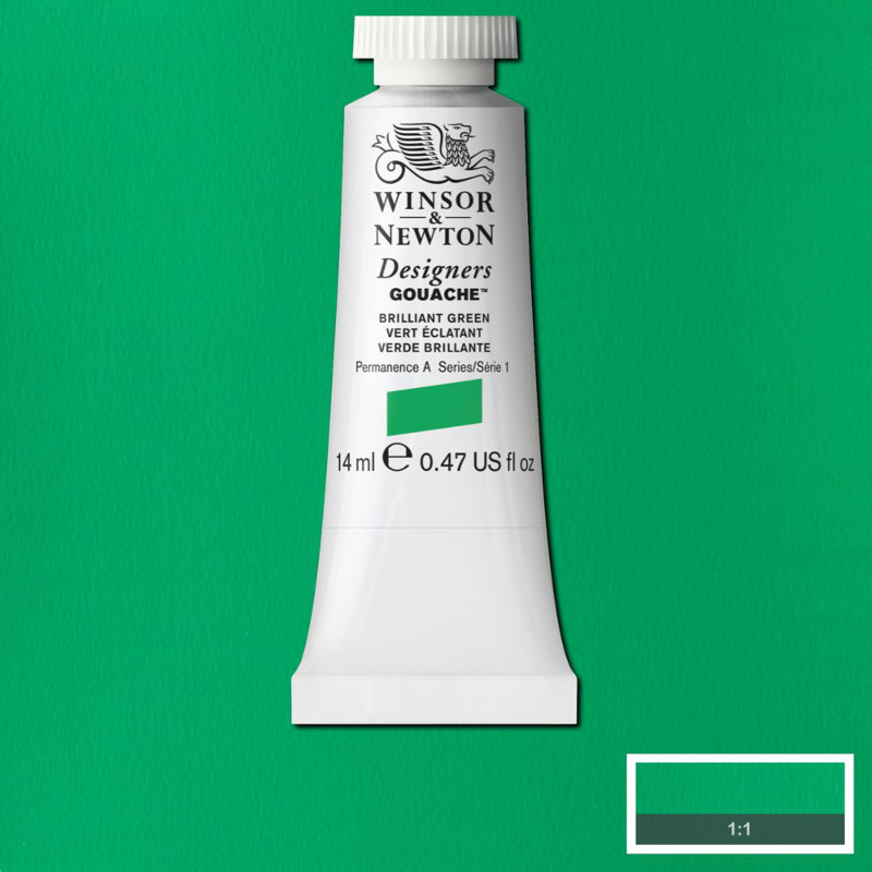 Image of Gouachefärg Winsor & Newton 14ml  Brilliant green    046 (3F) S1 605046 50947874