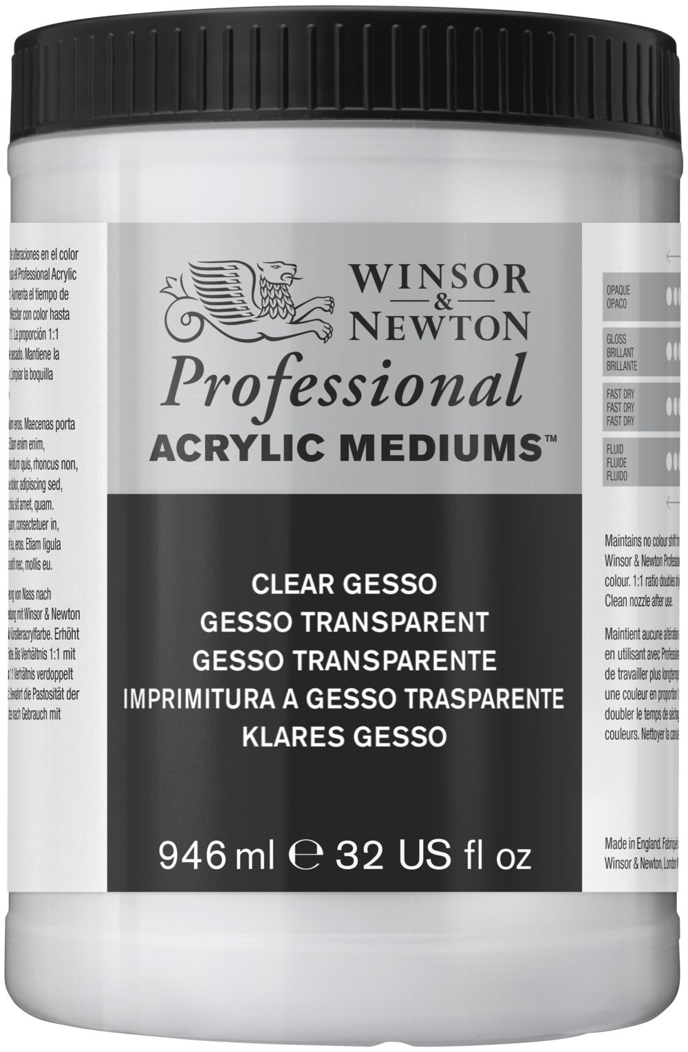 Image of Akrylmedium Winsor & Newton Prof. AA Clear Gesso 946 ml 3054919 884955001974