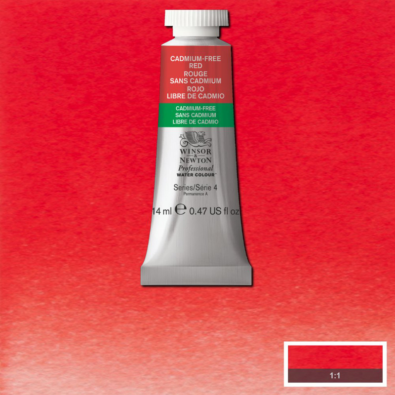 Image of Akvarellfärg Winsor & Newton Prof. 14ml  cadmium-free red 901 (3F) 105901 884955062920
