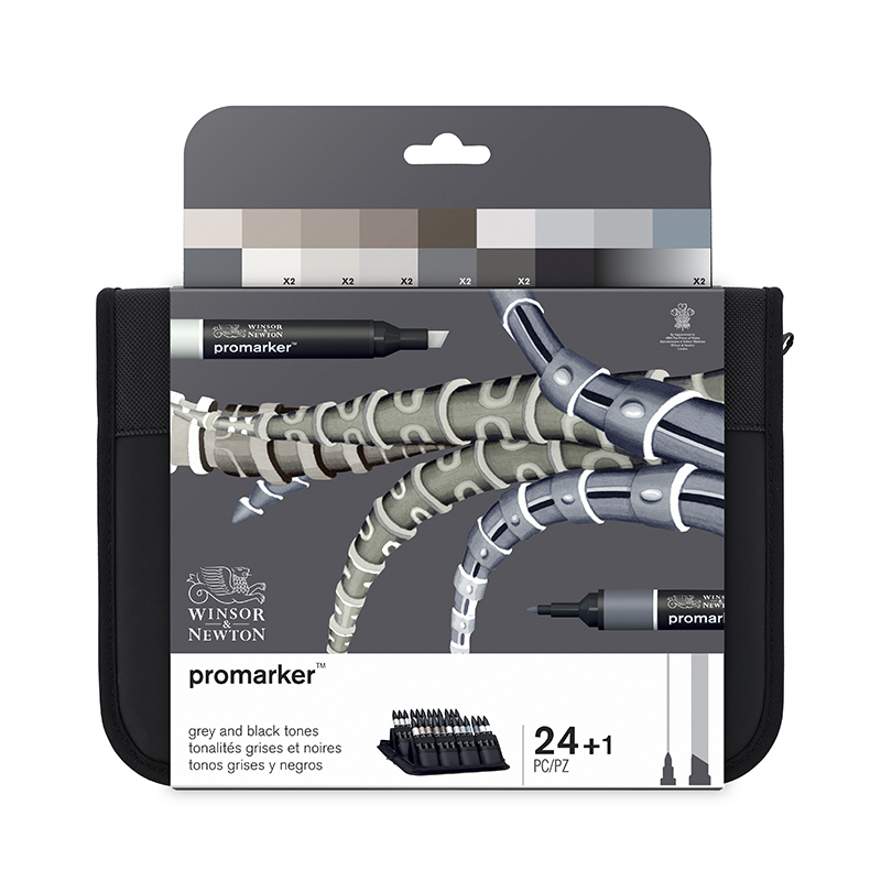 Image of Promarkerset Winsor & Newton 24 Black & Greys Wallet set 0290081 884955063460