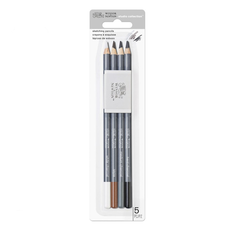 Image of Skisspennset Winsor & Newton Studio Collection 4 Sketching Pencil + Erasor 490009 884955064863