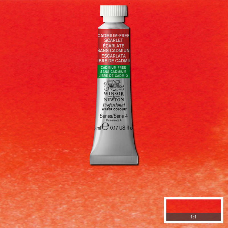 Image of Akvarellfärg Winsor & Newton Prof. 5ml  Cadmium free scarlet 903 (3F) 102903 884955069448