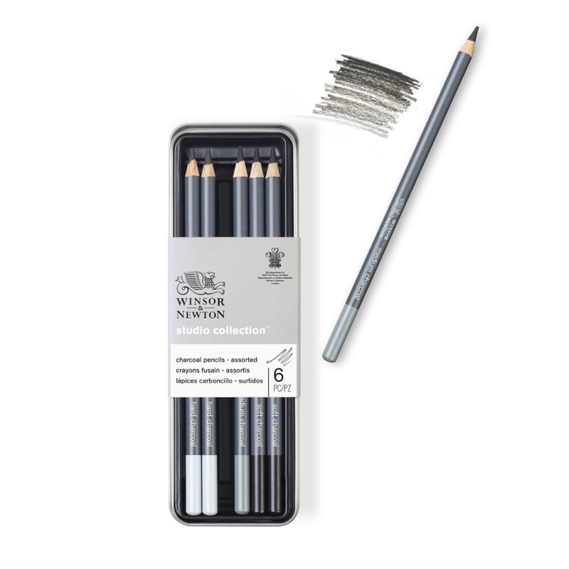 Image of Ritkolspennset Winsor & Newton Charcoal Pencils 6 pcs assortiment 490025 884955069677