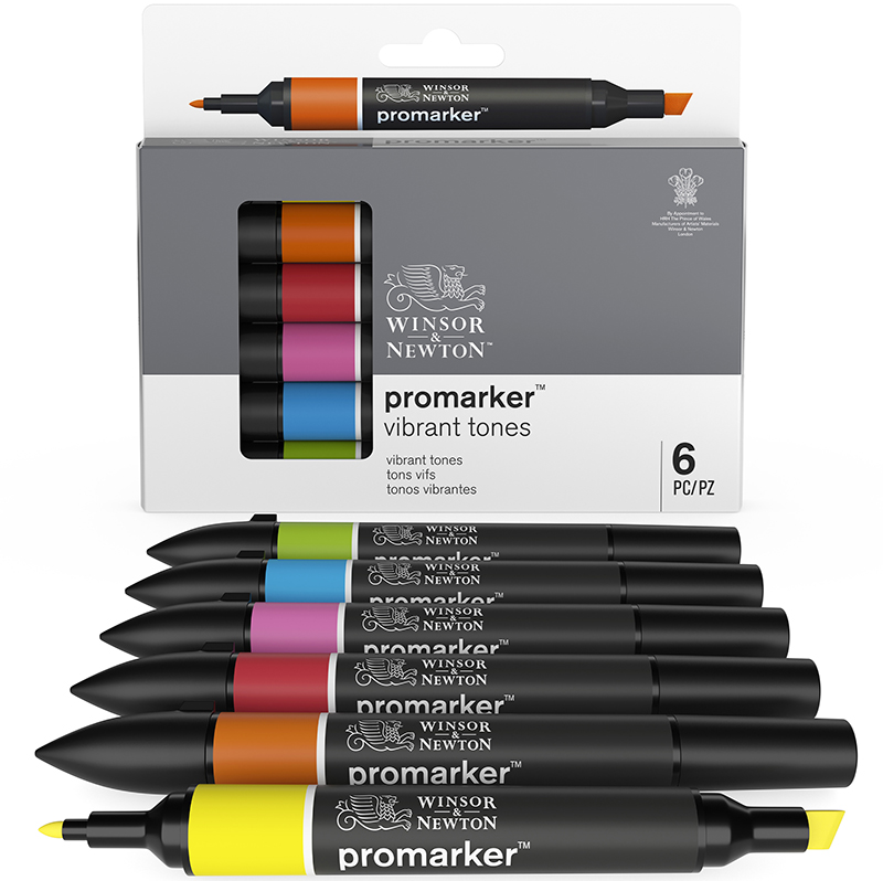 Image of Promarkerset Winsor & Newton 6 Vibrant tones 0290025 0290110 884955070352