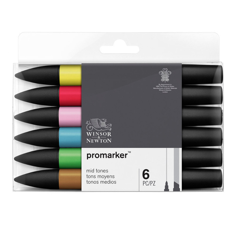 Image of Promarkerset Winsor & Newton 6 Mid tones 0290027 0290112 884955070376