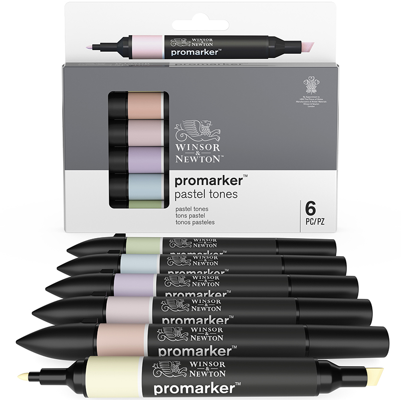 Image of Promarkerset Winsor & Newton 6 Pastel tones 0290028 0290113 884955070383