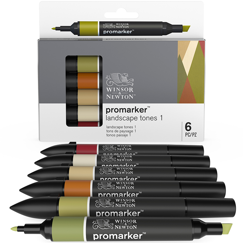 Image of Promarkerset Winsor & Newton 6 Landscape tones 0290117 884955070420