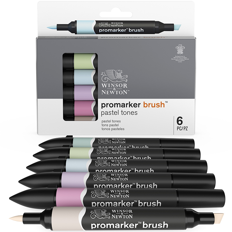 Image of Brushmarkerset Winsor & Newton 6 Pastel tones 0290035 0290125 884955070505