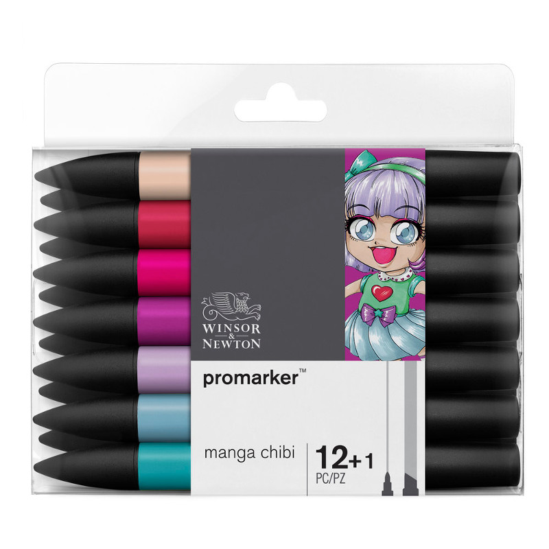 Image of Promarkerset Winsor & Newton 12+ 1 Manga chibi 0290054 0290141 884955070666