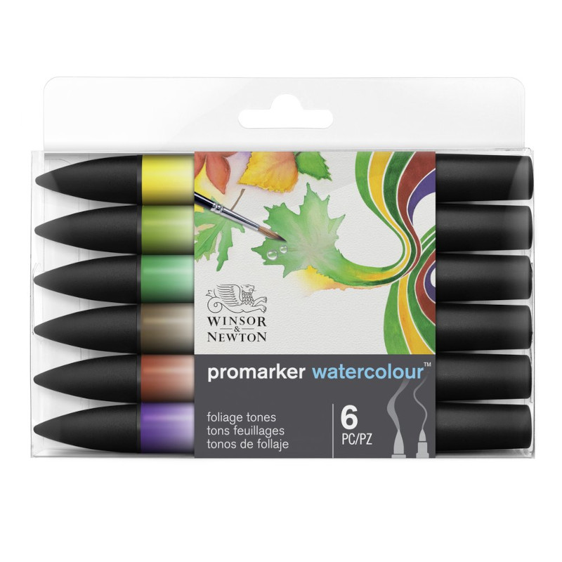 Image of Akvarellmarkerset Promarker Watercolour Foliage tones set 6 0290169 884955073995